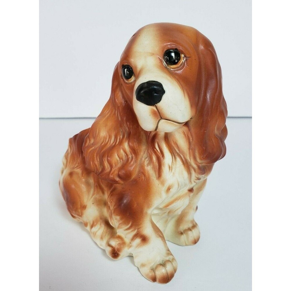 Vtg Napco Ware Cocker Spaniel Dog Puppy Planter Flower Pot C6717 Orange White